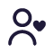 Person with a love heart icon